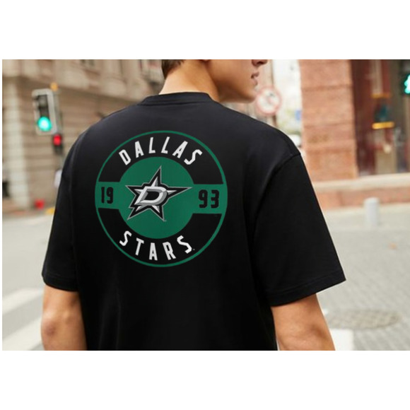 Dallas Stars Black Iconic Cotton Circle Unisex Tshirt Gift For Fan - Picture 1 of 4